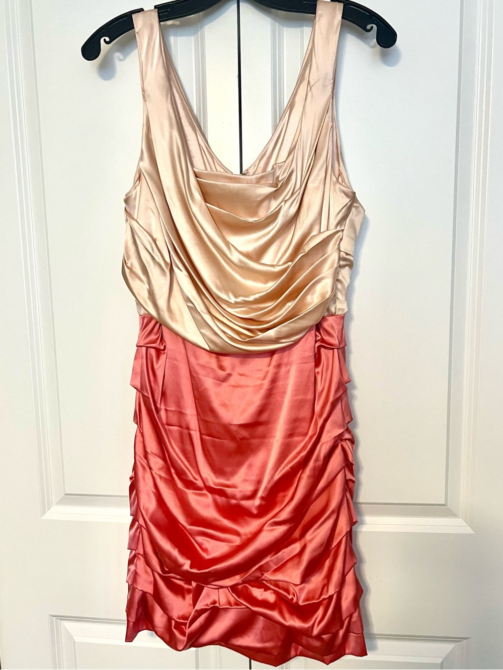 Express Design Studio Silk Two-Tone Pink Champagne Ruched Mini Dress, NWT